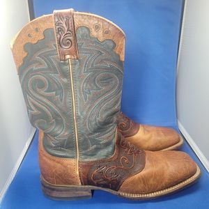 Rocky 11" Westn Blu Cowboy Boots Women's Size 10 Square Toe Leather Vintage